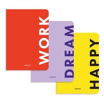 Подарунковий набір набiр блокнотiв у клiтинку Work, Dream, Happy 2600102594 фото